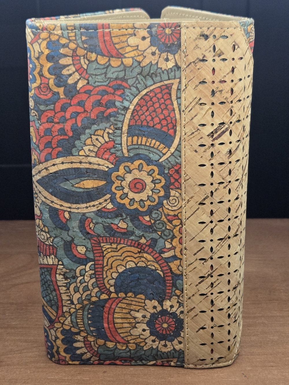 Cork Clutch Handbag Wallet Eco-Friendly Natural Cork Boho Floral Like New